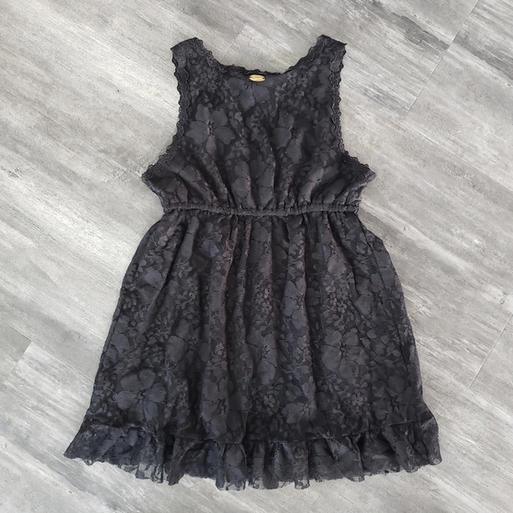 Black Laced Candie\'s Babydoll Boho Mini